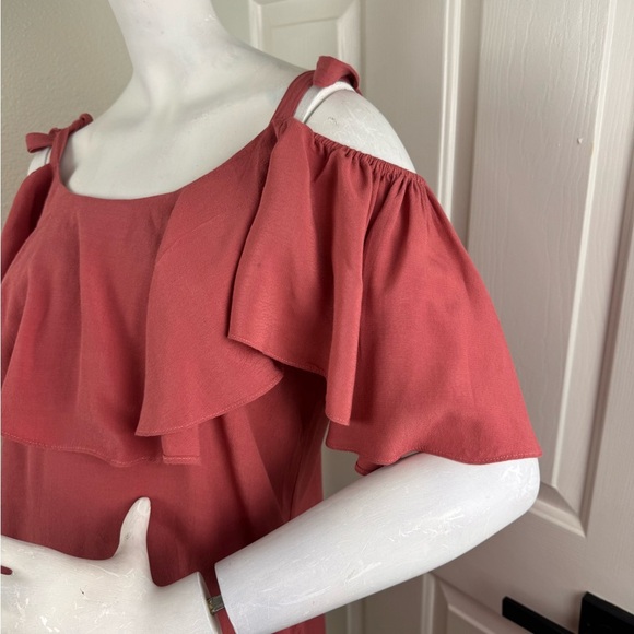 MISA Los Angeles Emil Off Cold Shoulder Coral Mini Dress Size Medium.  #102 - Picture 11 of 13